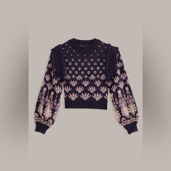 FARM Rio Ainika Martina Knit Sweater in Dark Blue Multi - Picture 3 of 10